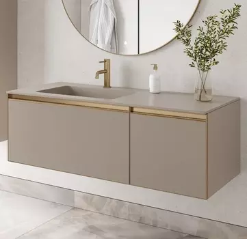 Тумба с раковиной Armadi Art Quatro 2 120 подвесная, daphne/золото матовое