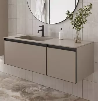 Тумба с раковиной Armadi Art Quatro 2 120 подвесная, с подсветкой, daphne/антрацит