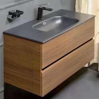 Тумба с раковиной Armadi Art Vallessi 100 838-100-A темный дуб, раковина антрацит