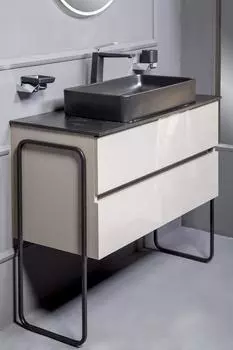 Тумба с раковиной Armadi Art Vallessi 80 антрацит глянец