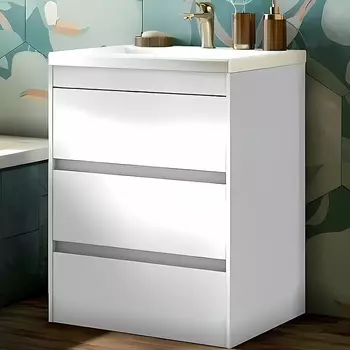 Тумба с раковиной Art&Max Family 58 напольная, 3 ящика, Bianco Lucido