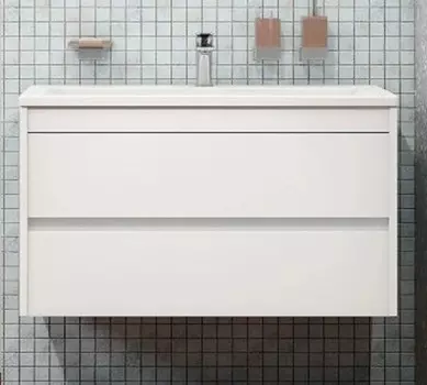 Тумба с раковиной Art&Max Family 90 подвесная, 2 ящика, Bianco Lucido