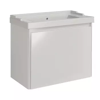 Тумба с раковиной ASB-Mebel Бьянка 80 подвесная, 2 ящика, шинишила серая/белый