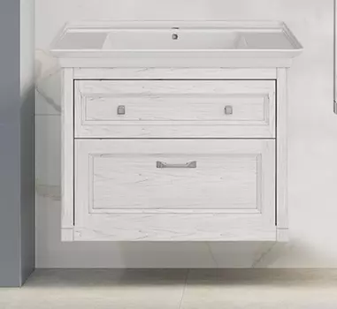 Тумба с раковиной ASB-Woodline Толедо 85 белый патина серебро