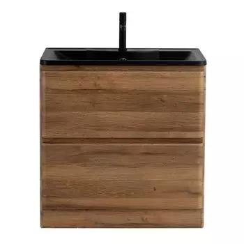 Тумба с раковиной BelBagno Albano 100 напольная, rovere rustico (черная раковина)