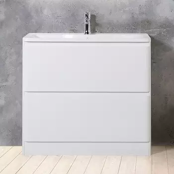 Тумба с раковиной BelBagno Albano 100 напольная, bianco lucido (белая раковина)