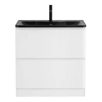 Тумба с раковиной BelBagno Albano 100 напольная, bianco lucido (черная раковина)