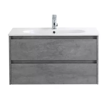 Тумба с раковиной Belbagno Kraft 80 подвесная, 2 ящика, Cemento Grigio