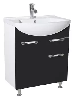 Тумба с раковиной Bellezza Альфа 65 черная с ящиком
