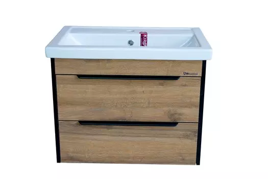 Тумба с раковиной Bellezza Бруно 70 подвесная, 2 ящика, табакко