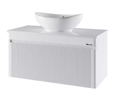 Тумба с раковиной Bellezza Эмилия 100 подвесная, 1 ящик, со столешницей, белый