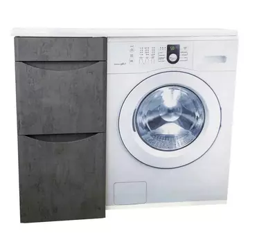 Тумба с раковиной Bellezza Олиссия 100 серая, под стиральную машину, с 2 ящиками