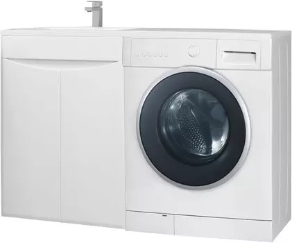 Тумба с раковиной Bellezza Олиссия 120 белая, под стиральную машину, прямая