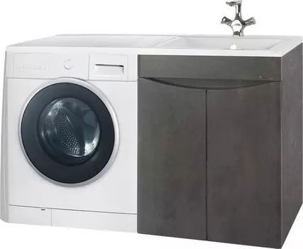 Тумба с раковиной Bellezza Олиссия 120 серая, под стиральную машину, прямая