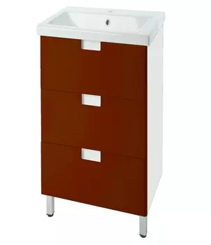 Тумба с раковиной Bellezza Пегас 50 напольная, 3 ящика, белый/красный