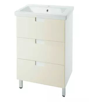 Тумба с раковиной Bellezza Пегас 50 напольная, 3 ящика, белый/бежевый