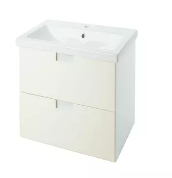 Тумба с раковиной Bellezza Пегас 50 подвесная, 2 ящика, белый/бежевый