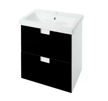 Тумба с раковиной Bellezza Пегас 50 подвесная, 2 ящика, белый/черный