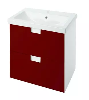 Тумба с раковиной Bellezza Пегас 50 подвесная, 2 ящика, белый/красный