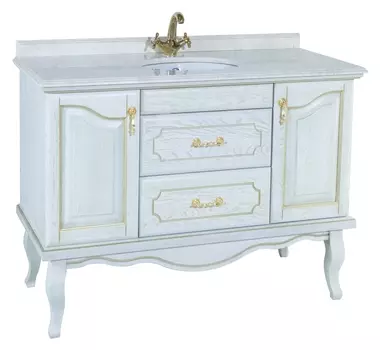 Тумба с раковиной Bellezza Рим 100 белая патина золото