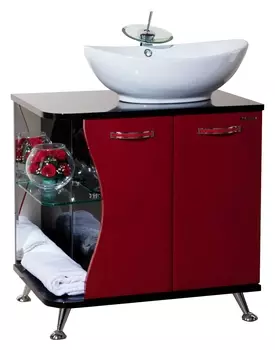 Тумба с раковиной Bellezza Рио 70 R красная с черным