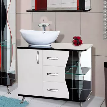 Тумба с раковиной Bellezza Рио 90 L черно-белая