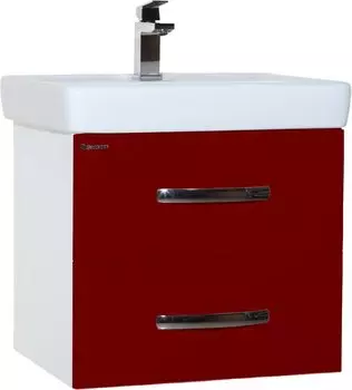 Тумба с раковиной Bellezza Рокко 50 подвесная, красная, 2 ящика