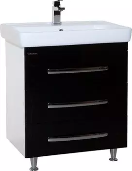 Тумба с раковиной Bellezza Рокко 70 с 3 ящиками напольная черная (Q70)