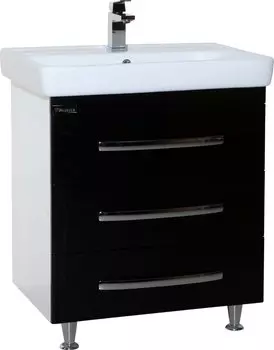Тумба с раковиной Bellezza Рокко 80 с 3 ящиками напольная черная (Q80)
