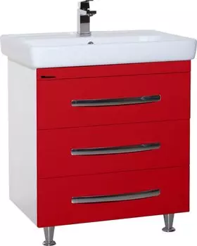 Тумба с раковиной Bellezza Рокко 80 с 3 ящиками напольная красная (Q80)