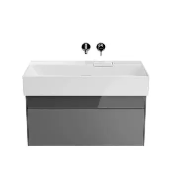 Тумба с раковиной без отверстий Kerama Marazzi Logica 90 подвесная с 2 ящиками стальной серый