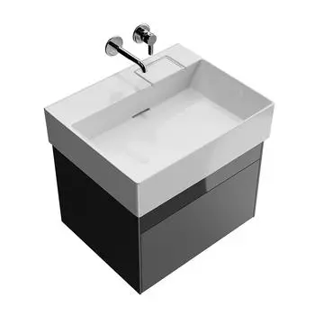 Тумба с раковиной без отверстий Kerama Marazzi Logica 60 подвесная с 2 ящиками стальной серый