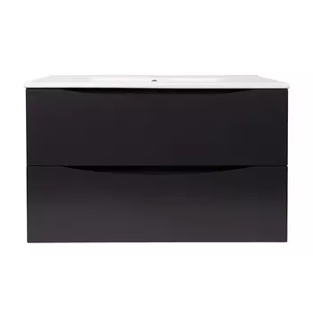 Тумба с раковиной Bond Cube 80 подвесная, 2 ящика, графит матовый (раковина S05-800)