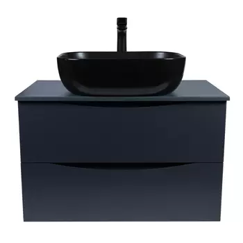 Тумба с раковиной Bond Cube 80 подвесная, со столешницей, 2 ящика, серый матовый