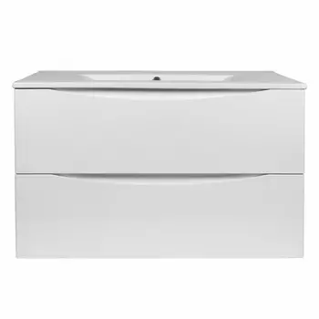Тумба с раковиной Bond Cube 80 подвесная, 2 ящика, белый глянцевый (раковина S05-800)