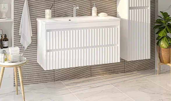 Тумба с раковиной Brevita Balaton 100 подвесная белая