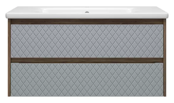 Тумба с раковиной Brevita Chester 100 подвесная, серый/дуб чарльстон темно-коричневый