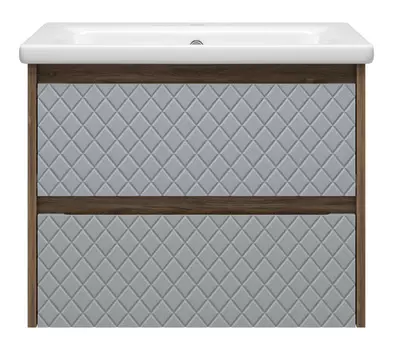 Тумба с раковиной Brevita Chester 65 подвесная, серый/дуб чарльстон темно-коричневый