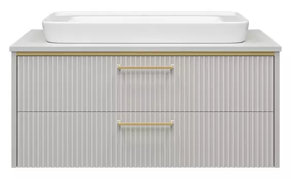 Тумба с раковиной Brevita Elche 100 подвесная, серый кашемир/золото