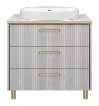 Тумба с раковиной Brevita Elche 80 напольная, серый кашемир/золото