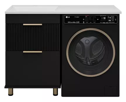 Тумба с раковиной Brevita Enfida 120 напольная, под стиральную машину, черный