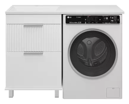 Тумба с раковиной Brevita Enfida 120 напольная, под стиральную машину, белый