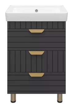 Тумба с раковиной Brevita Gloster 60 напольная графит