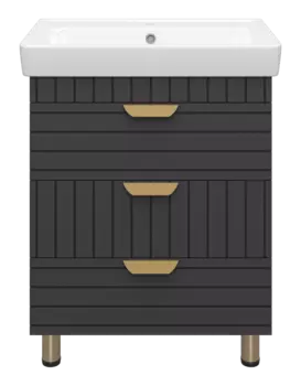 Тумба с раковиной Brevita Gloster 70 напольная графит