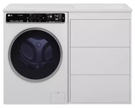 Тумба с раковиной Brevita Grafit 120 R напольная, под стиральную машину, белая