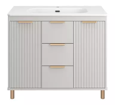 Тумба с раковиной Brevita Risacca Crema 100 напольная, серый матовый