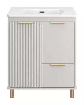 Тумба с раковиной Brevita Risacca Crema 70 напольная, серый матовый