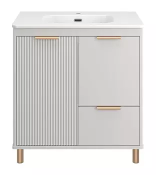 Тумба с раковиной Brevita Risacca Crema 80 напольная, серый матовый