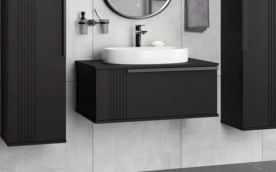Тумба с раковиной Brevita Savoy 80 подвесная черная