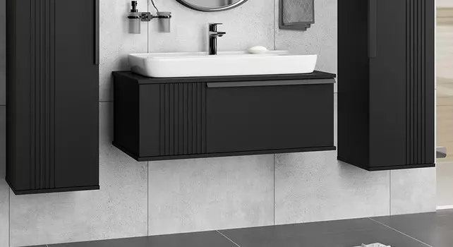Тумба с раковиной Brevita Savoy 90 подвесная черная